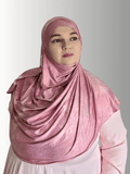 Rosy pink marble tye dye jersey instant hijab double-loop 