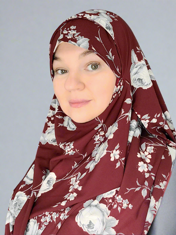 Double loop instant maroon floral