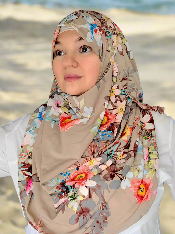 Cream floral double loop instant